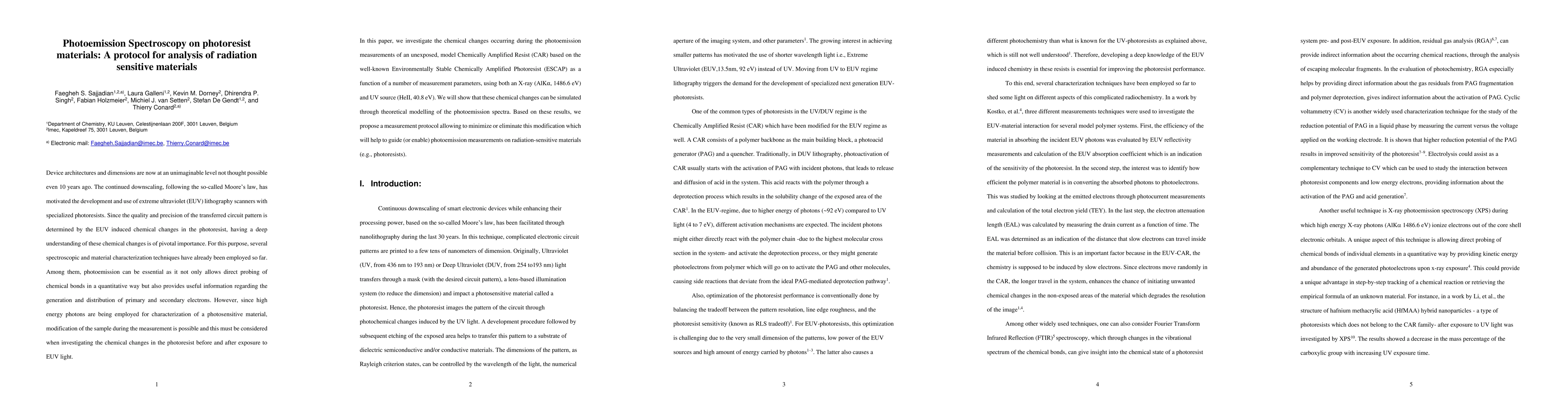 Thumbnail for Photoemission Spectroscopy on photoresist materials: A protocol for
  analysis of radiation sensitive materials