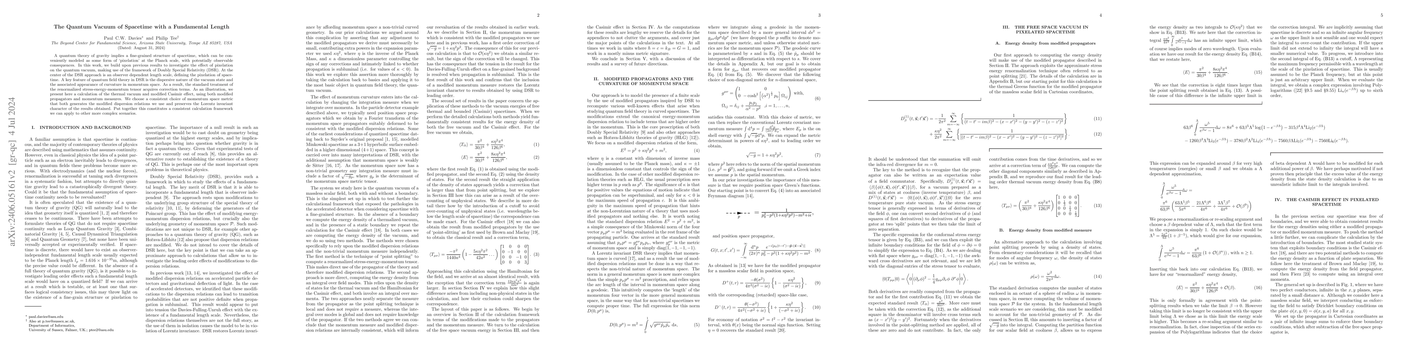 Thumbnail for The Quantum Vacuum of Spacetime with a Fundamental Length