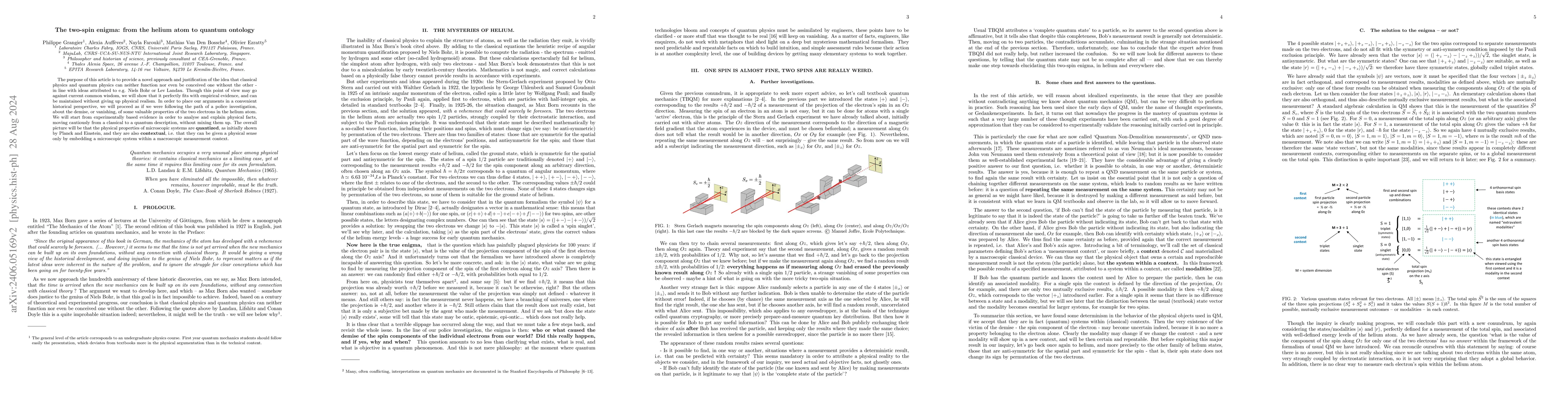 Thumbnail for The two-spin enigma: from the helium atom to quantum ontology