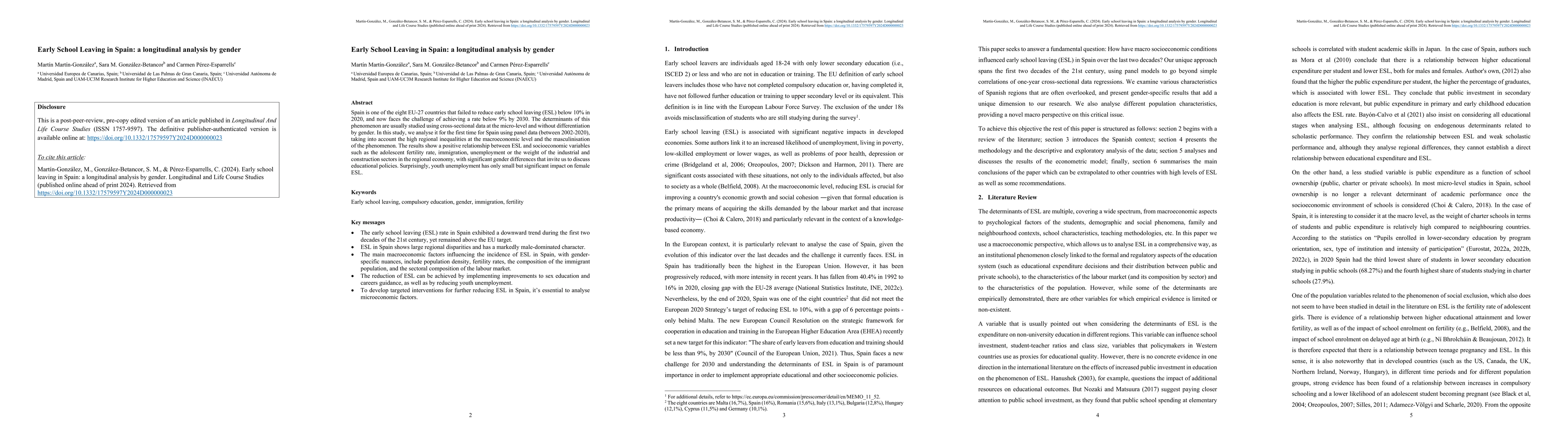 Thumbnail for Early School Leaving in Spain: a longitudinal analysis by gender