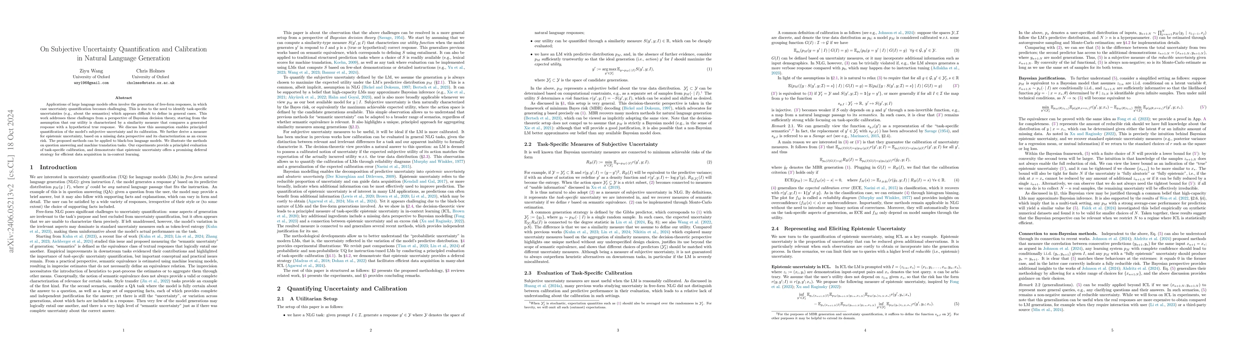 Thumbnail for On Subjective Uncertainty Quantification and Calibration in Natural
  Language Generation