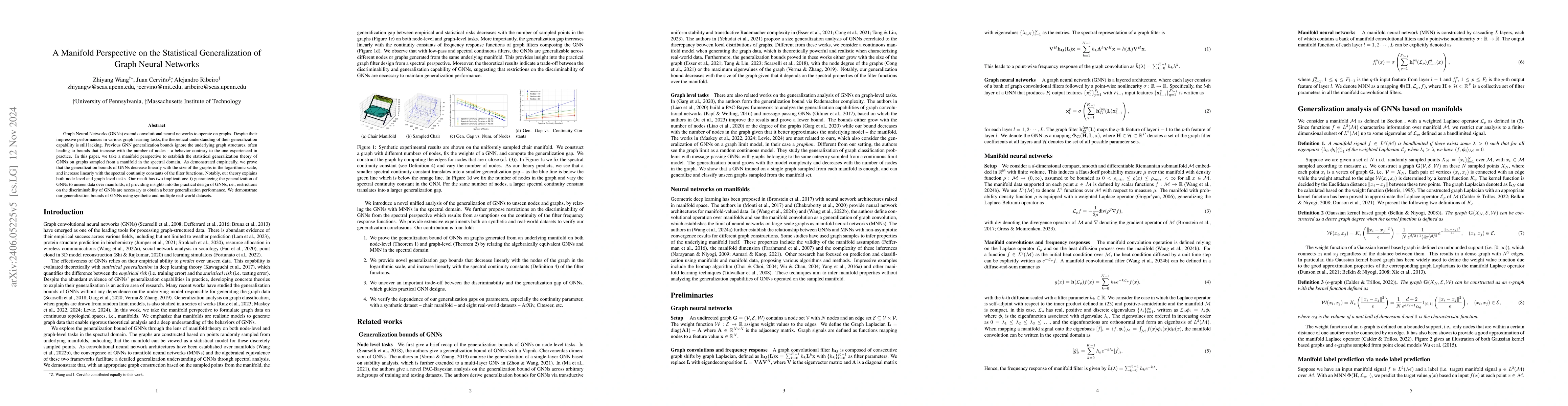 Thumbnail for A Manifold Perspective on the Statistical Generalization of Graph Neural
  Networks