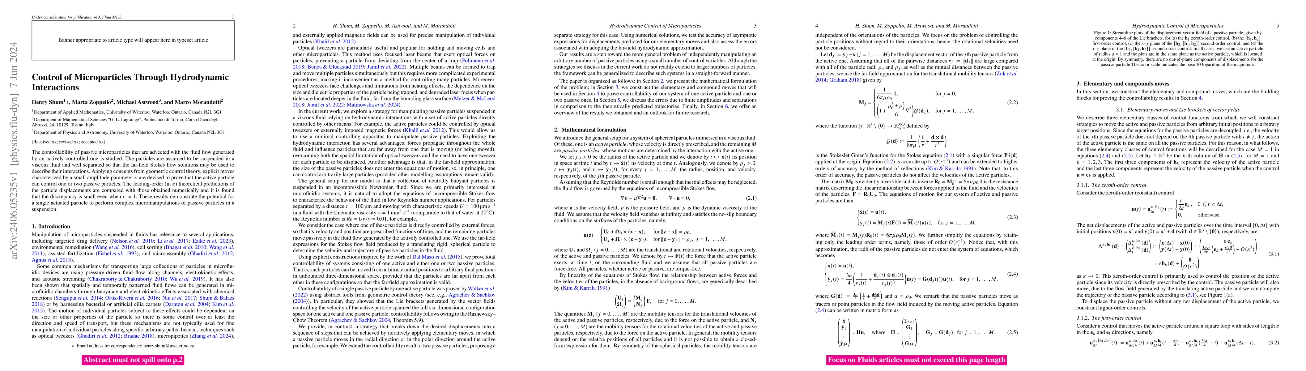 Thumbnail for Control of Microparticles Through Hydrodynamic Interactions