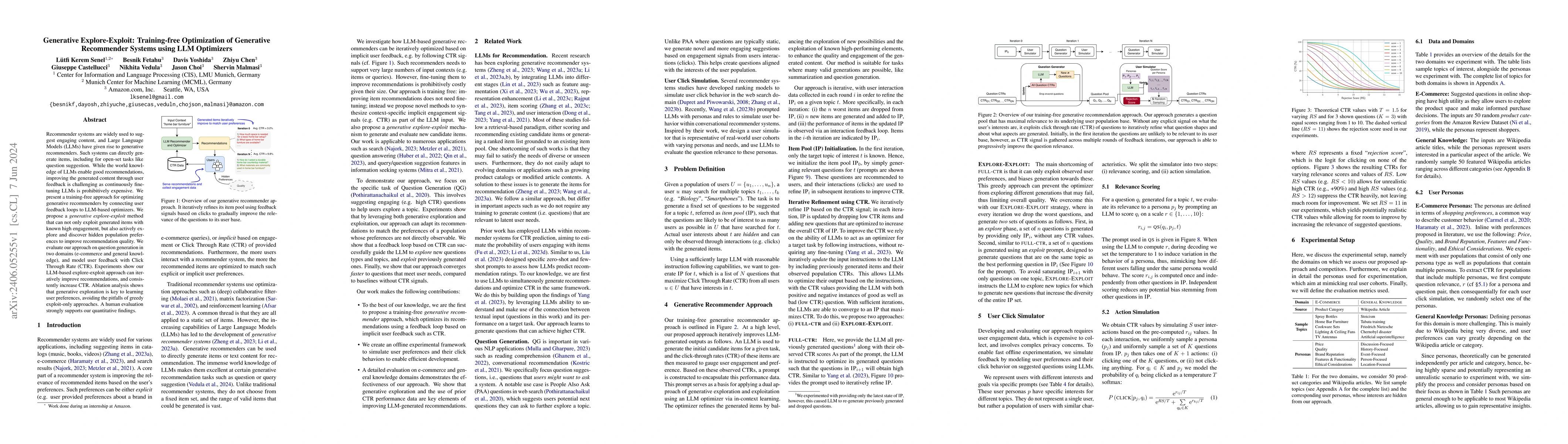 Thumbnail for Generative Explore-Exploit: Training-free Optimization of Generative
  Recommender Systems using LLM Optimizers