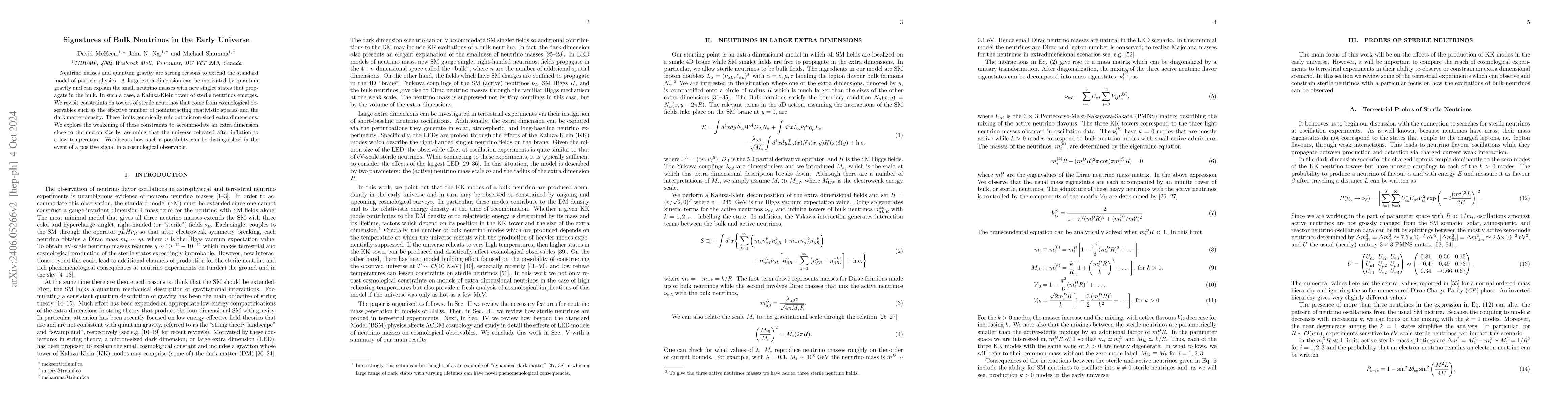 Thumbnail for Signatures of Bulk Neutrinos in the Early Universe