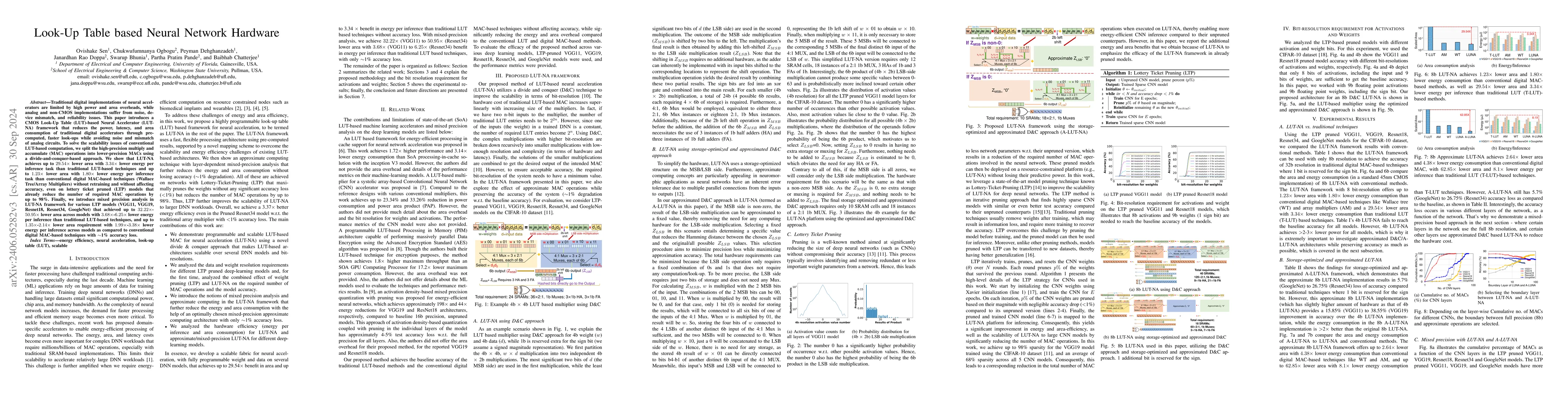 Thumbnail for Scalable and Programmable Look-Up Table based Neural Acceleration
  (LUT-NA) for Extreme Energy Efficiency