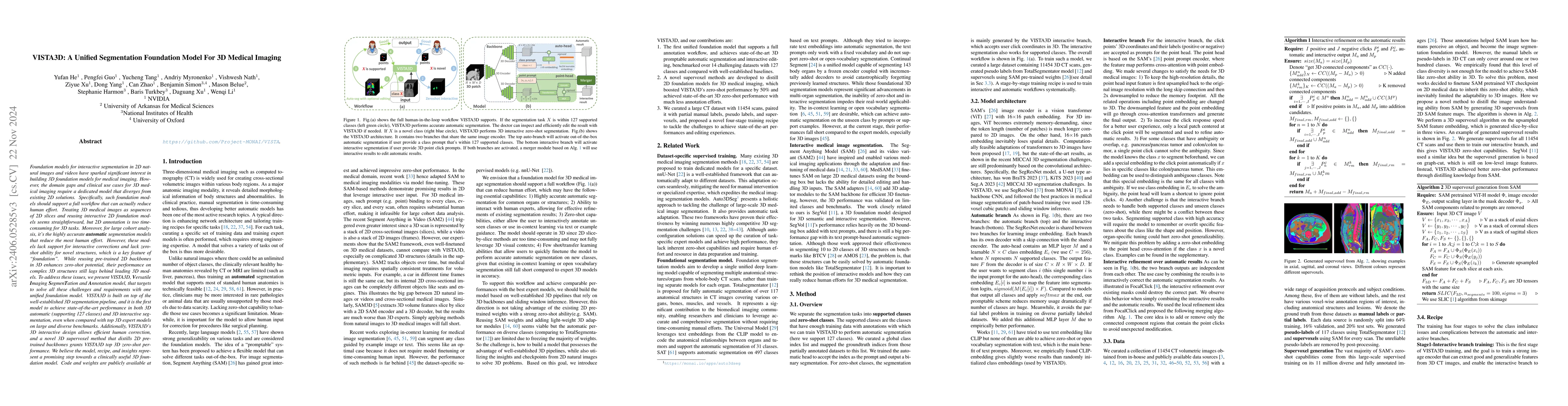 Thumbnail for VISTA3D: Versatile Imaging SegmenTation and Annotation model for 3D
  Computed Tomography