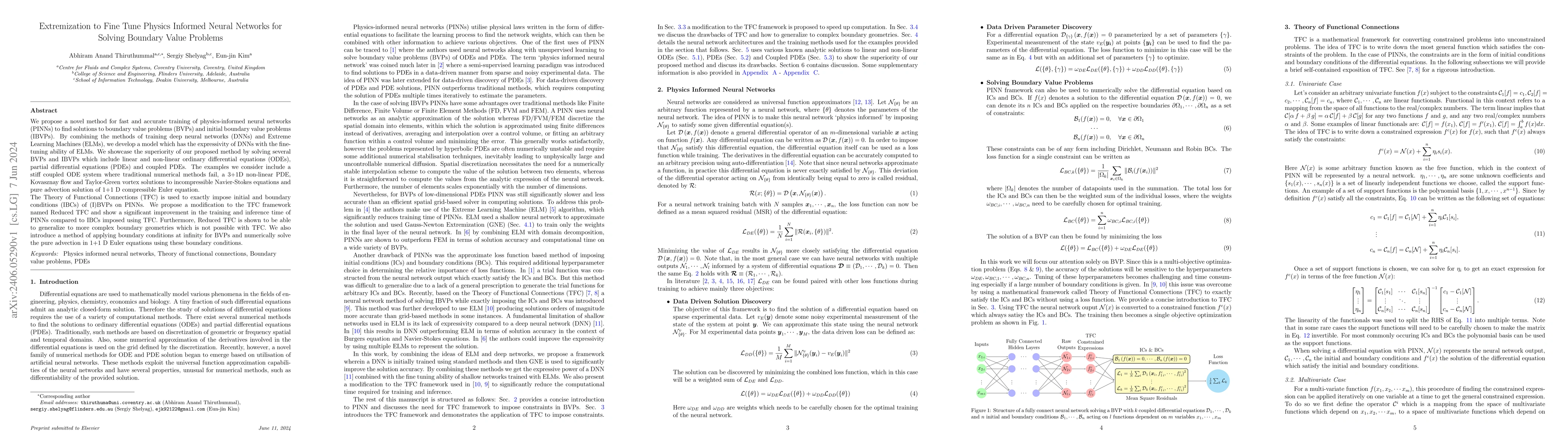 Thumbnail for Extremization to Fine Tune Physics Informed Neural Networks for Solving
  Boundary Value Problems