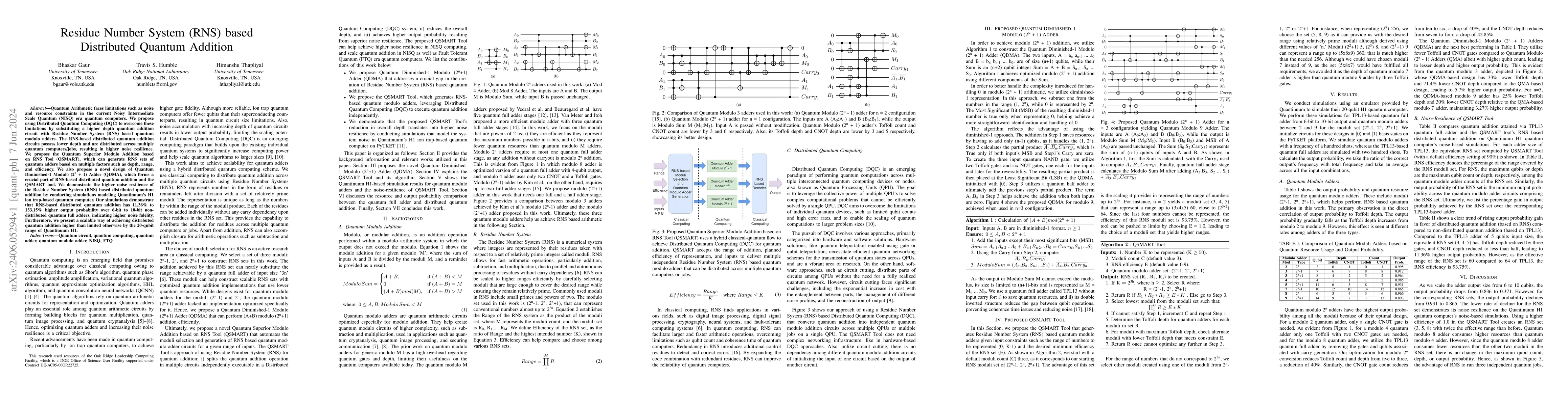 Thumbnail for Residue Number System (RNS) based Distributed Quantum Addition