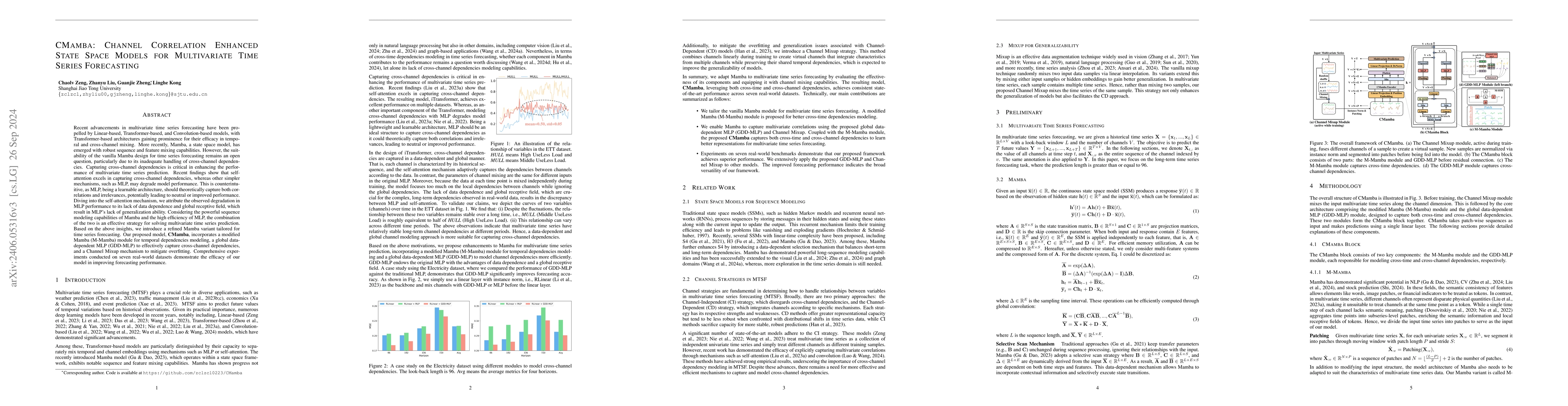 Thumbnail for C-Mamba: Channel Correlation Enhanced State Space Models for
  Multivariate Time Series Forecasting