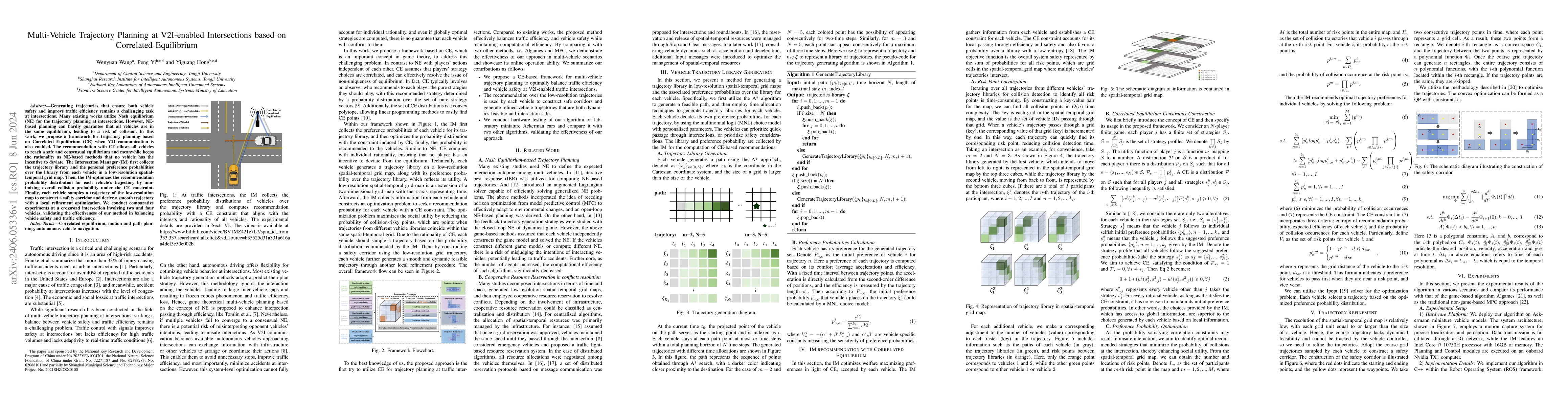 Thumbnail for Multi-Vehicle Trajectory Planning at V2I-enabled Intersections based on
  Correlated Equilibrium