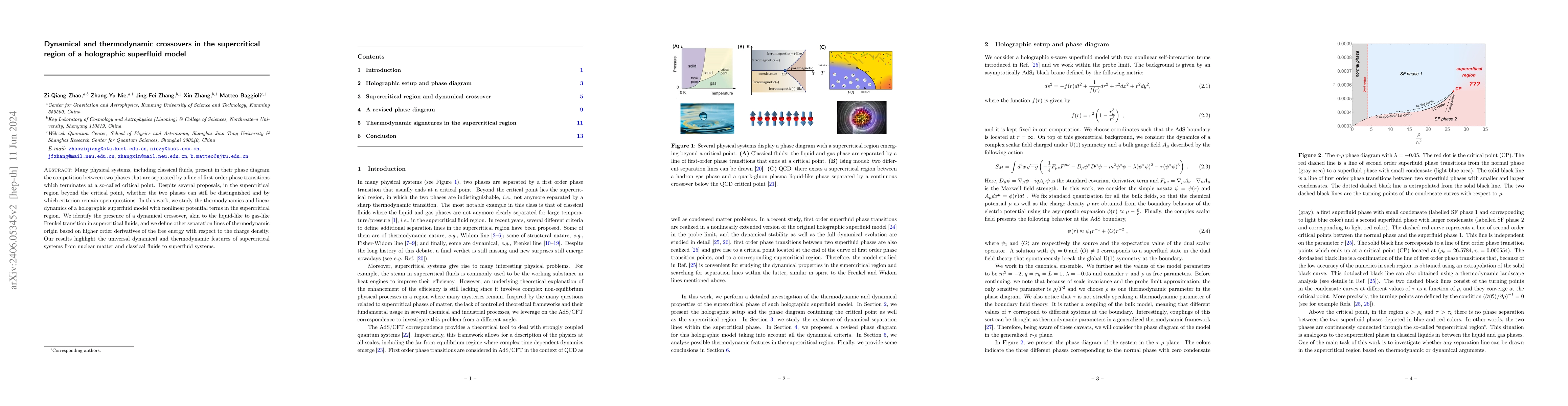 Thumbnail for Dynamical and thermodynamic crossovers in the supercritical region of a
  holographic superfluid model