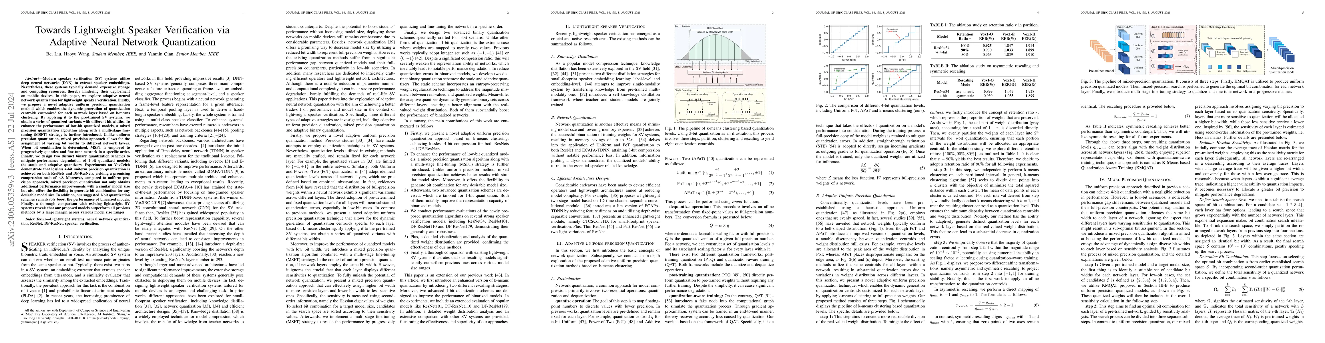 Thumbnail for Towards Lightweight Speaker Verification via Adaptive Neural Network
  Quantization