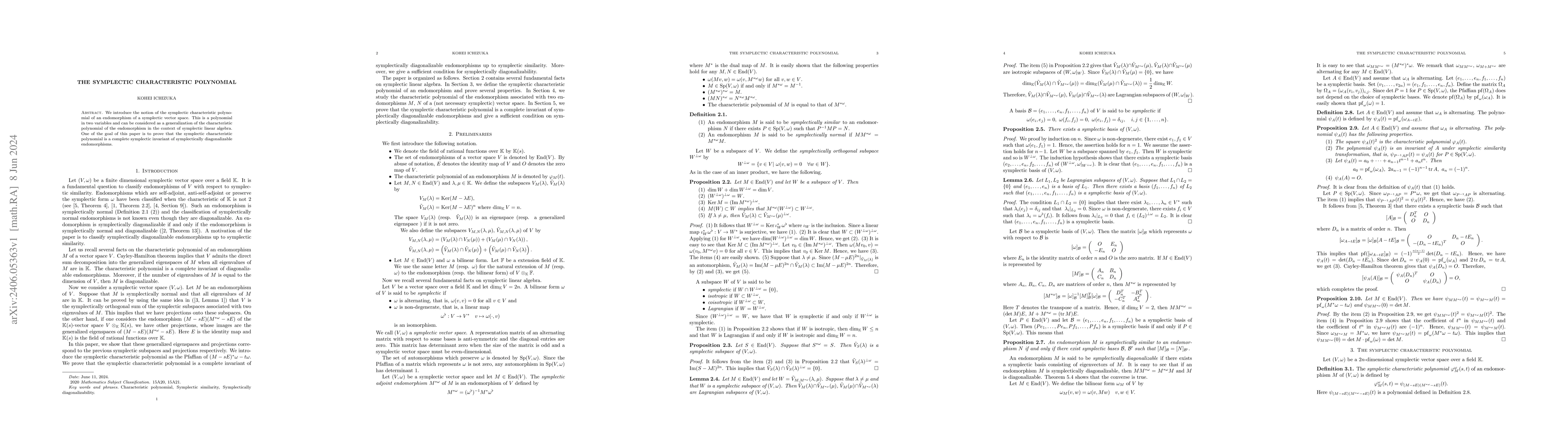 Thumbnail for The symplectic characteristic polynomial