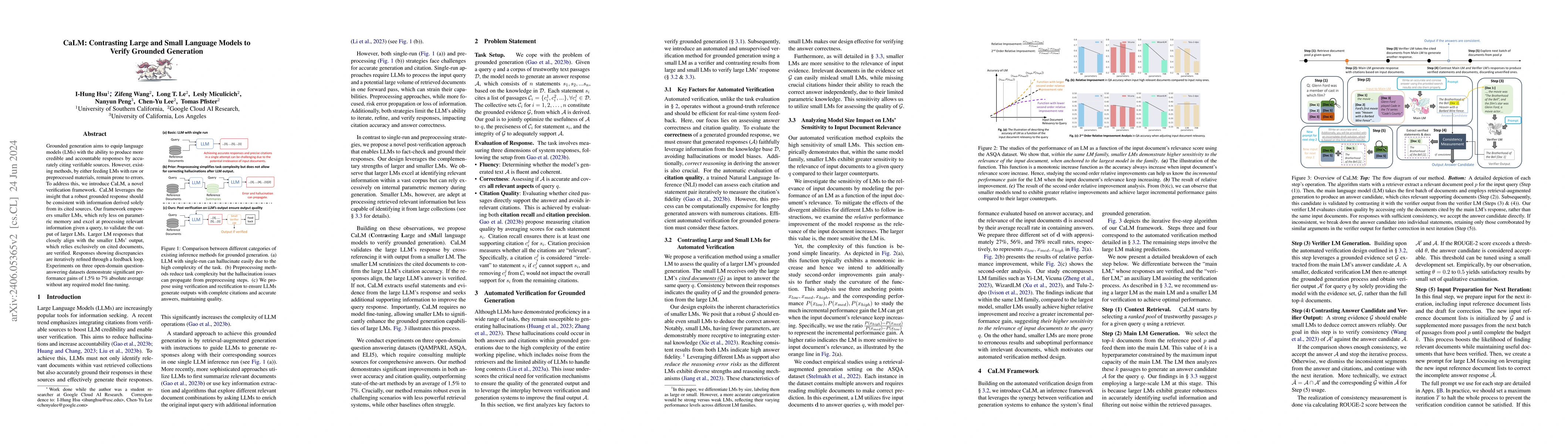 Thumbnail for CaLM: Contrasting Large and Small Language Models to Verify Grounded
  Generation