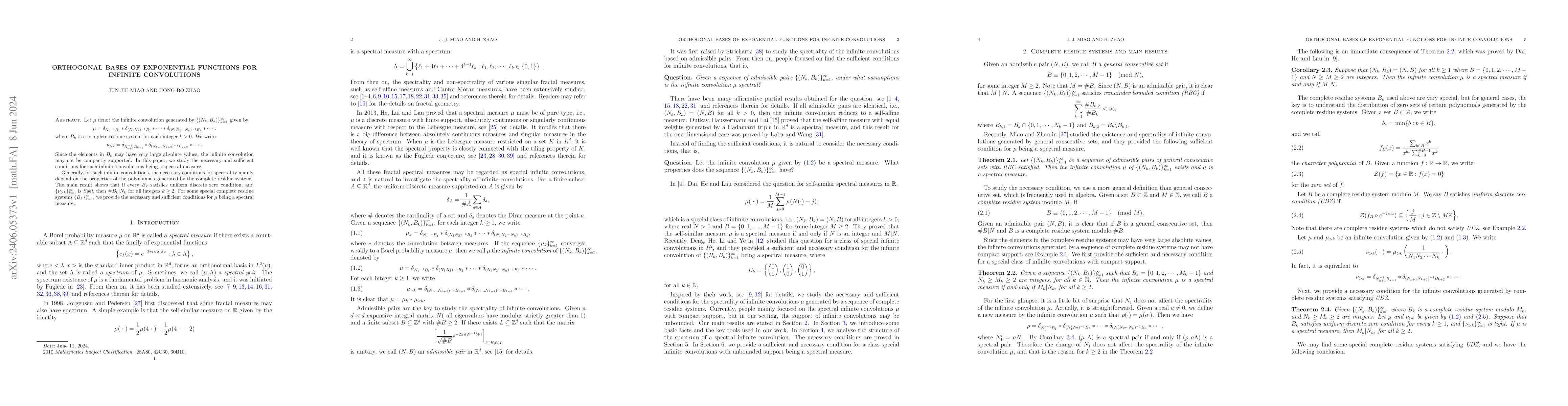 Thumbnail for Orthogonal bases of exponential functions for infinite convolutions