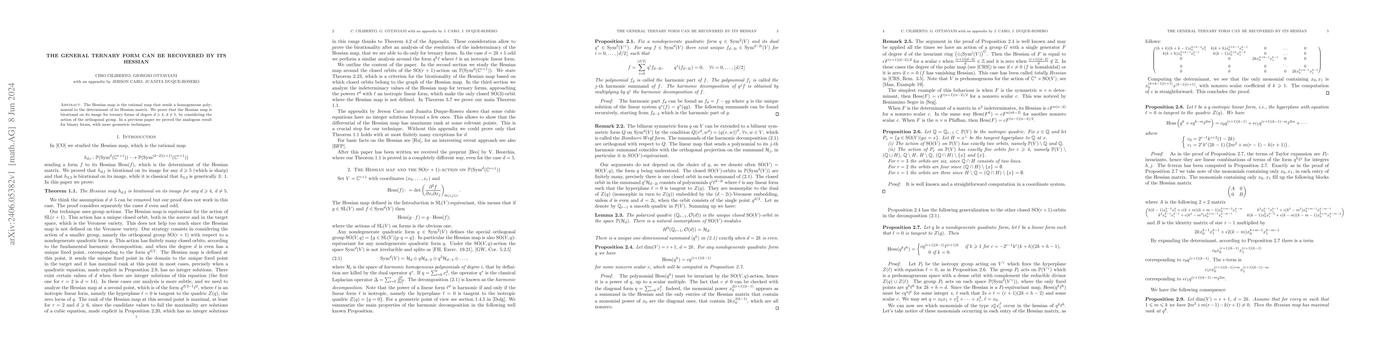 Thumbnail for The general ternary form can be recovered by its Hessian