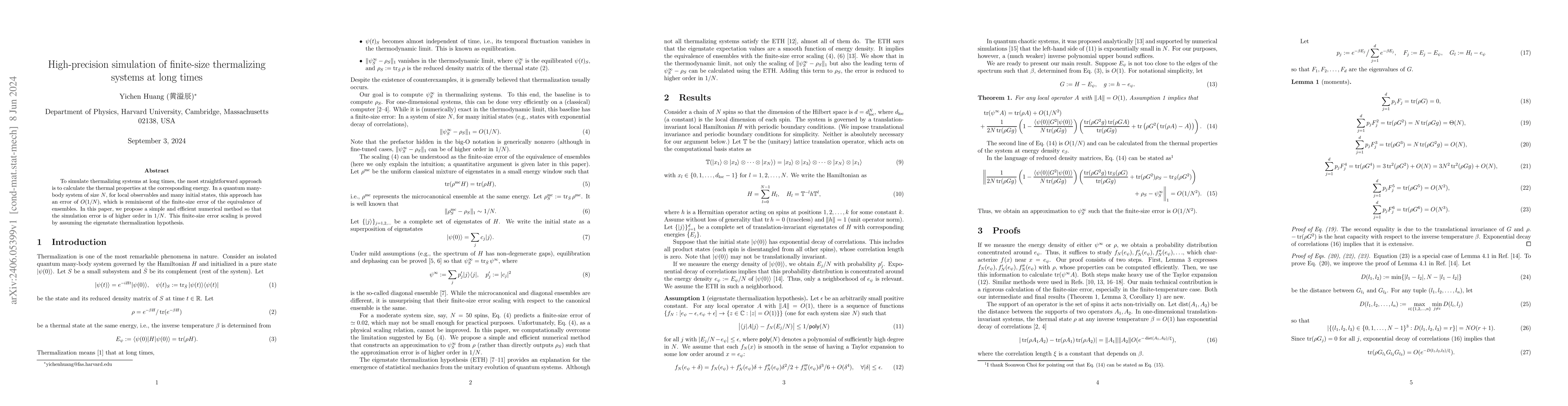 Thumbnail for High-precision simulation of finite-size thermalizing systems at long
  times
