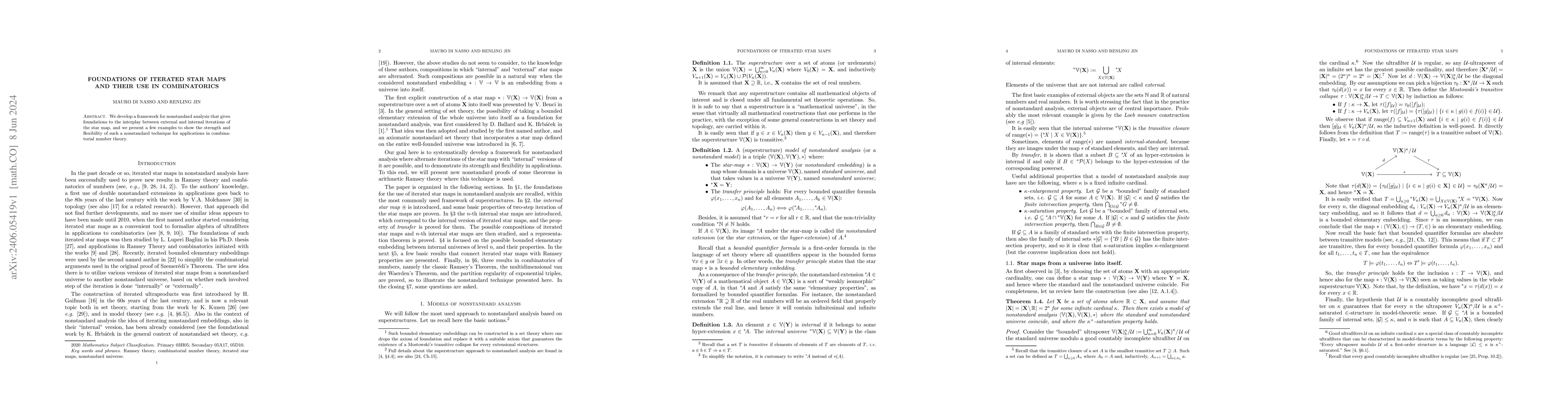 Thumbnail for Foundations of iterated star maps and their use in combinatorics
