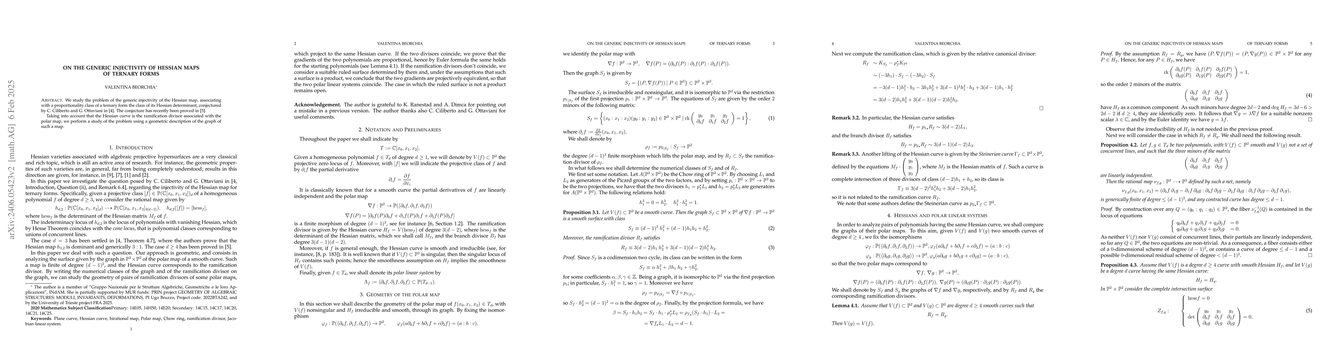 Thumbnail for Generic injectivity of Hessian maps of ternary forms