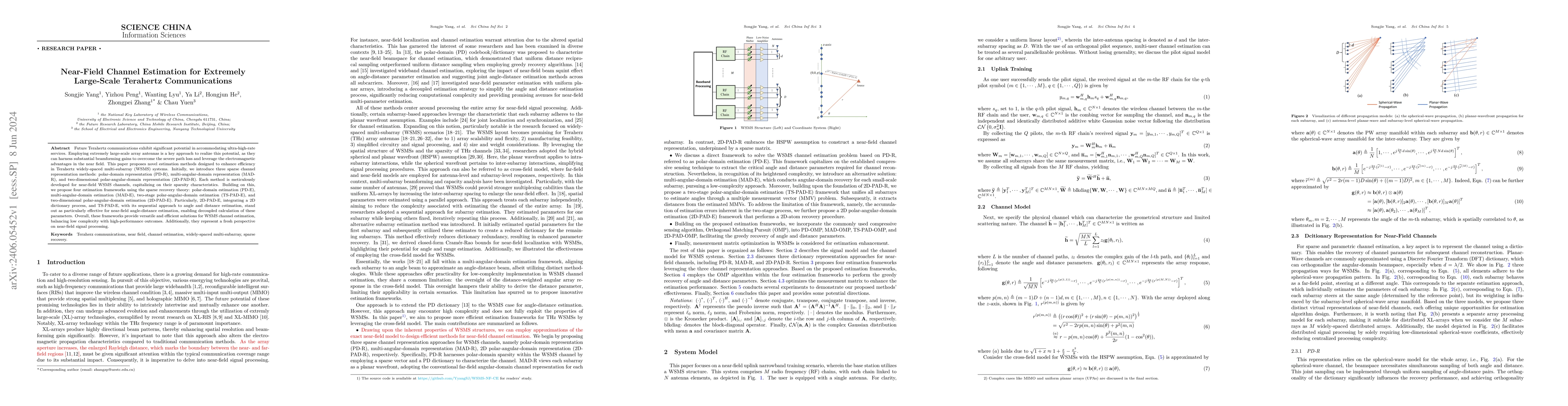 Thumbnail for Near-Field Channel Estimation for Extremely Large-Scale Terahertz
  Communications