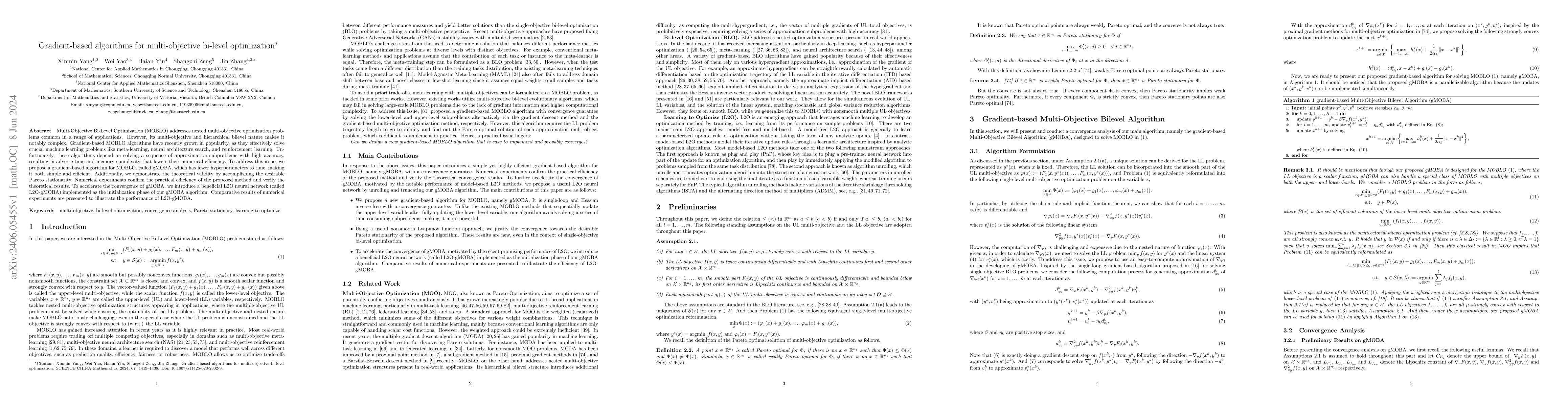 Thumbnail for Gradient-based algorithms for multi-objective bi-level optimization