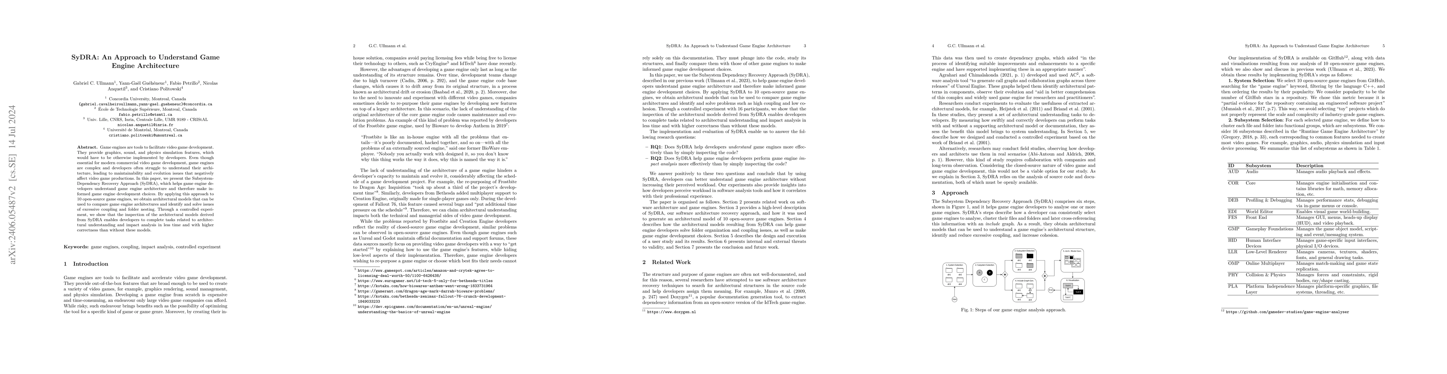 Thumbnail for SyDRA: An Approach to Understand Game Engine Architecture