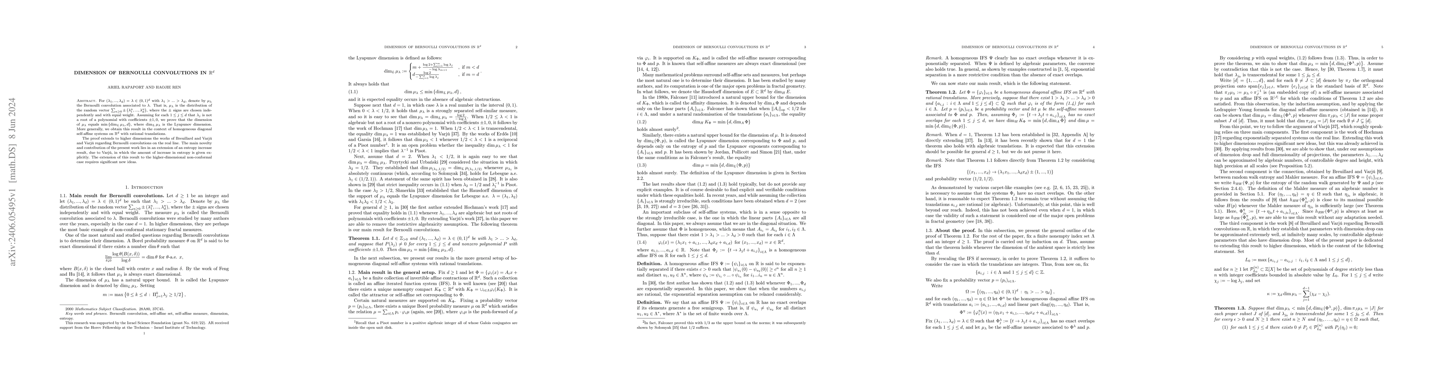 Thumbnail for Dimension of Bernoulli Convolutions in $\mathbb{R}^{d}$