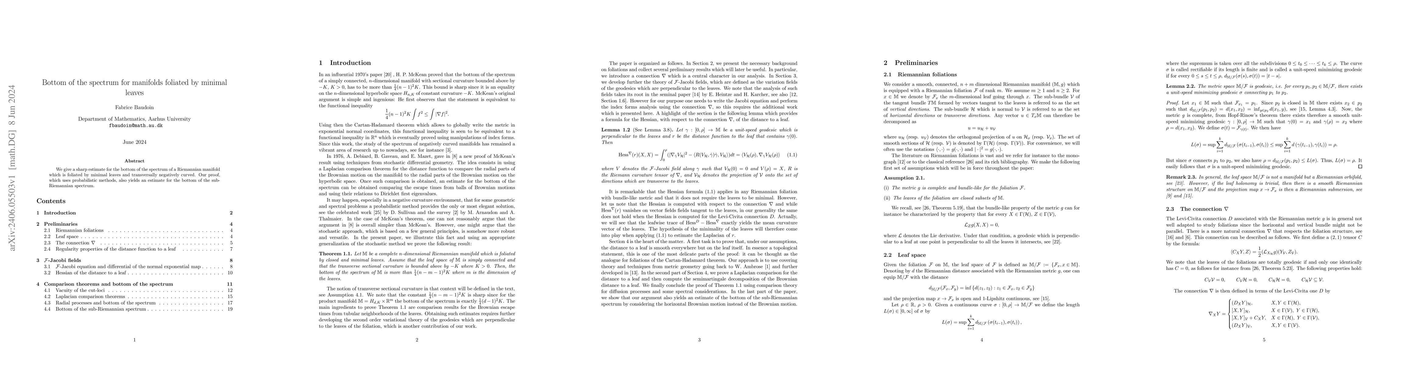 Thumbnail for Bottom of the spectrum for manifolds foliated by minimal leaves