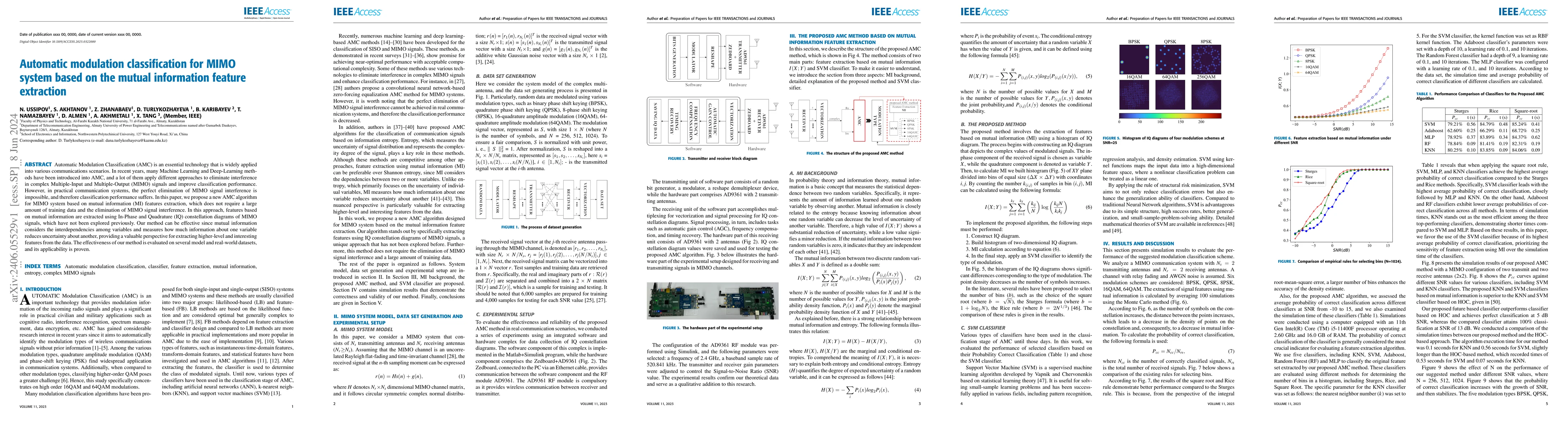 Thumbnail for Automatic modulation classification for MIMO system based on the mutual
  information feature extraction