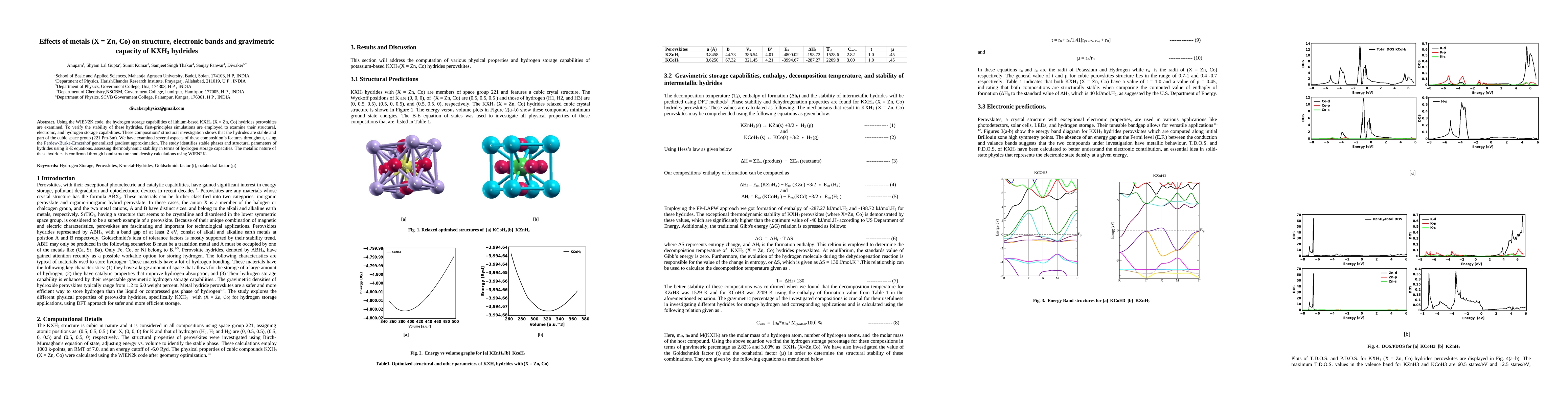 Thumbnail for Effects of metals (X = Zn, Co) on structure, electronic bands and
  gravimetric capacity of KXH$_3$ hydrides