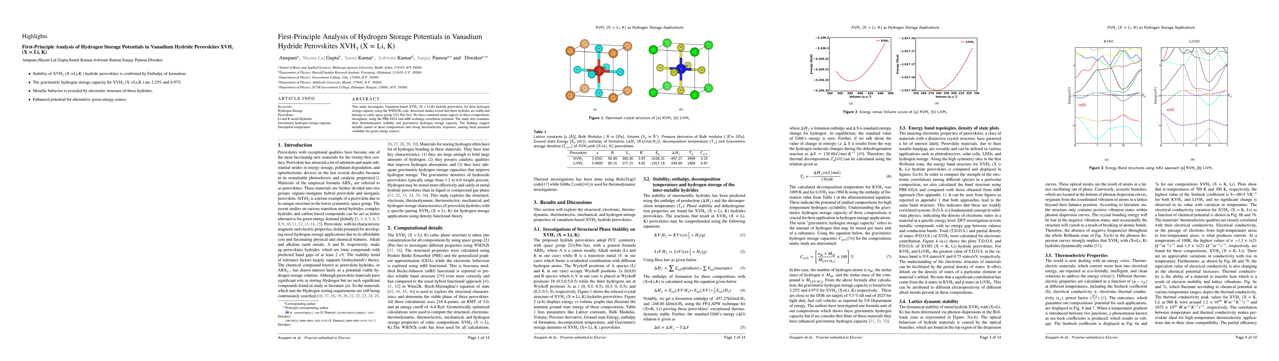 Thumbnail for First-principle screening of structural, electronic and hydrogen storage
  properties of Vanadium based hydride perovskites XVH$_3$ (X = Li, K)