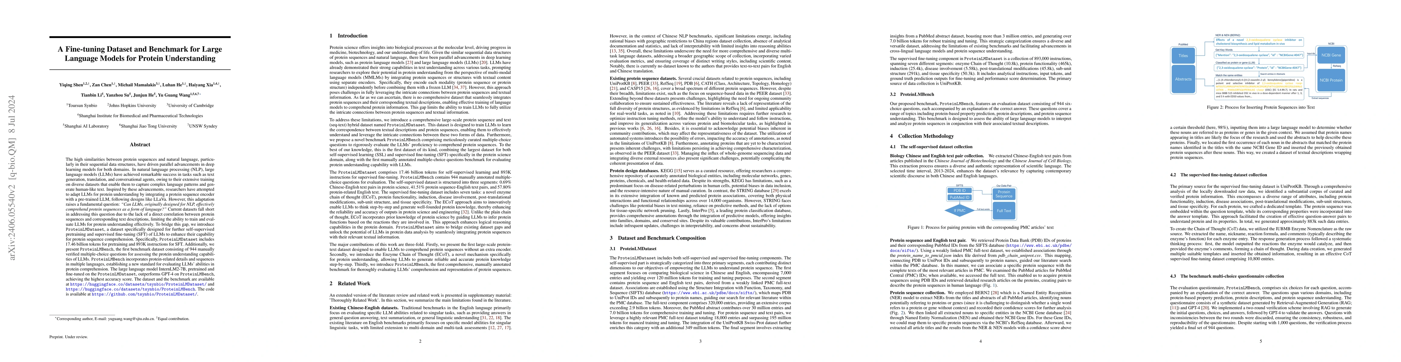 Thumbnail for A Fine-tuning Dataset and Benchmark for Large Language Models for
  Protein Understanding