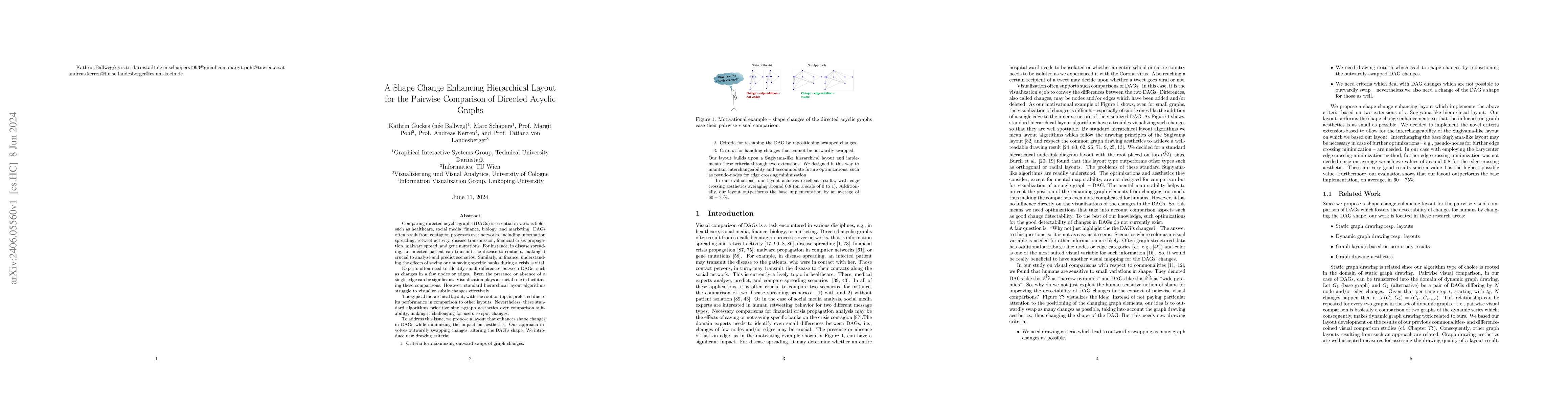 Thumbnail for A Shape Change Enhancing Hierarchical Layout for the Pairwise Comparison
  of Directed Acyclic Graphs