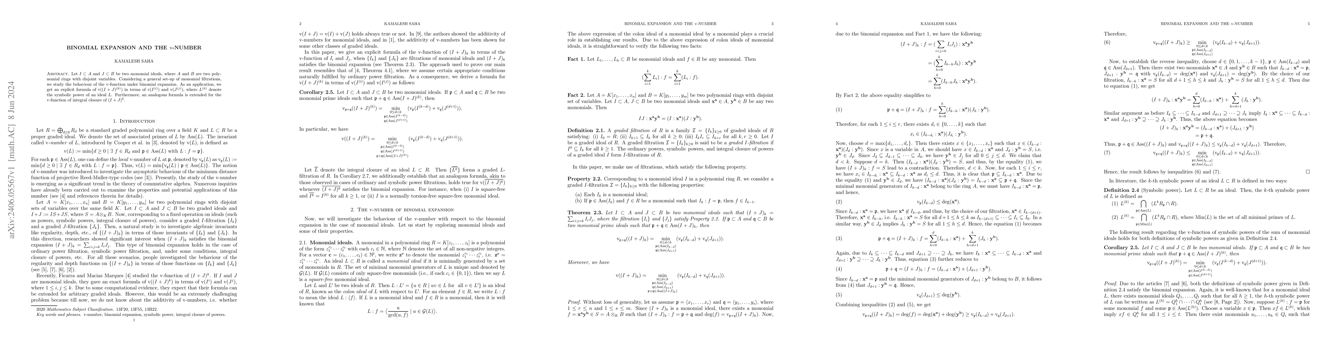 Thumbnail for Binomial expansion and the $\mathrm{v}$-number