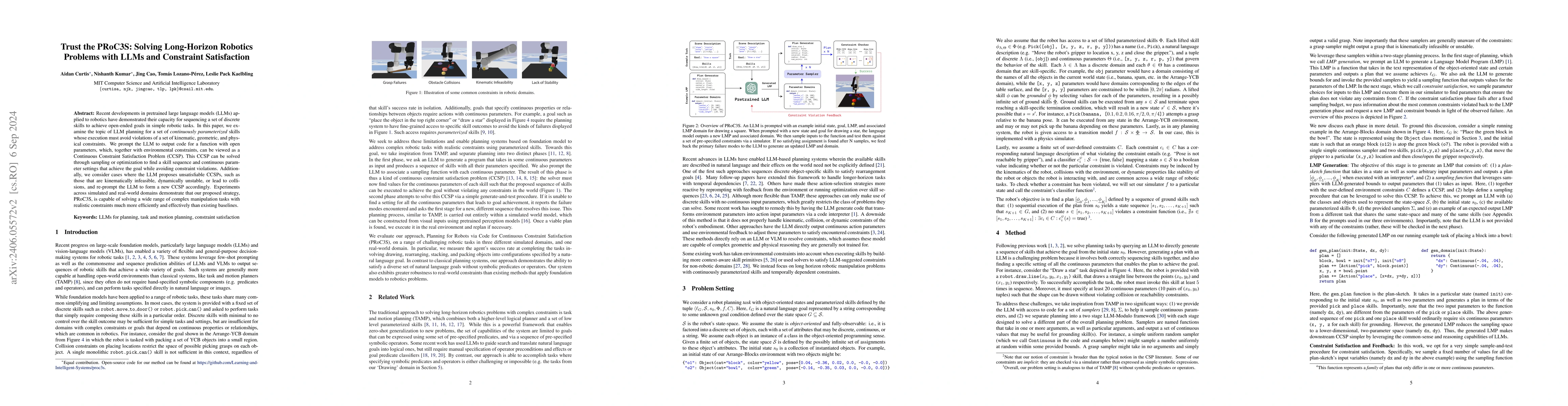 Thumbnail for Trust the PRoC3S: Solving Long-Horizon Robotics Problems with LLMs and
  Constraint Satisfaction