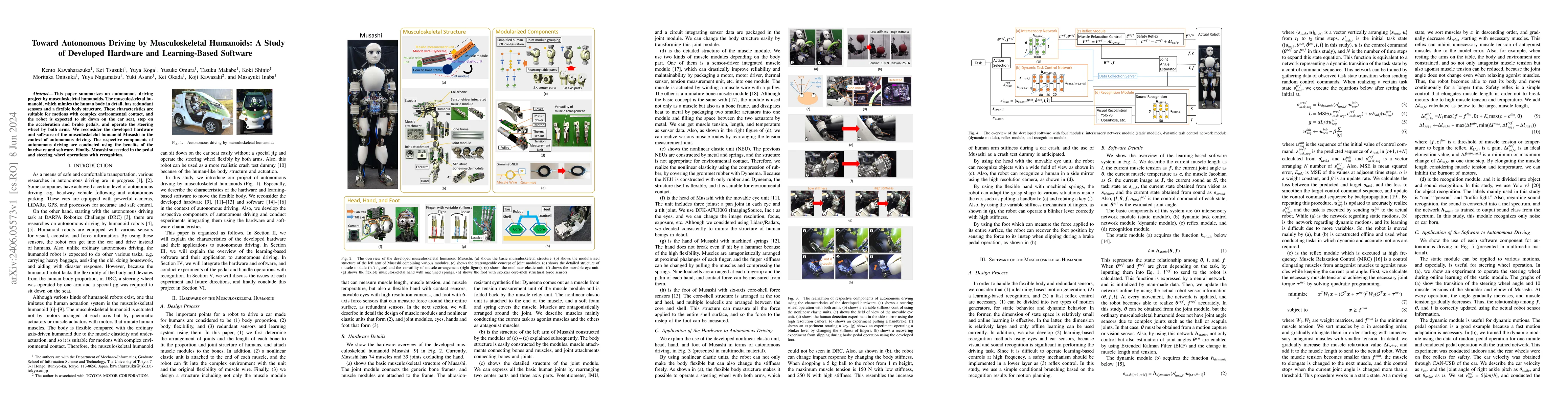 Thumbnail for Toward Autonomous Driving by Musculoskeletal Humanoids: A Study of
  Developed Hardware and Learning-Based Software