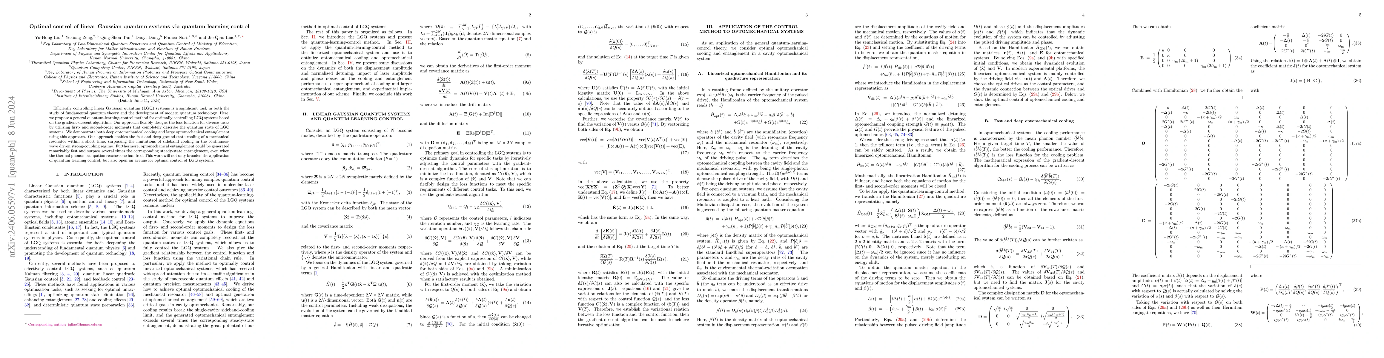 Thumbnail for Optimal control of linear Gaussian quantum systems via quantum learning
  control
