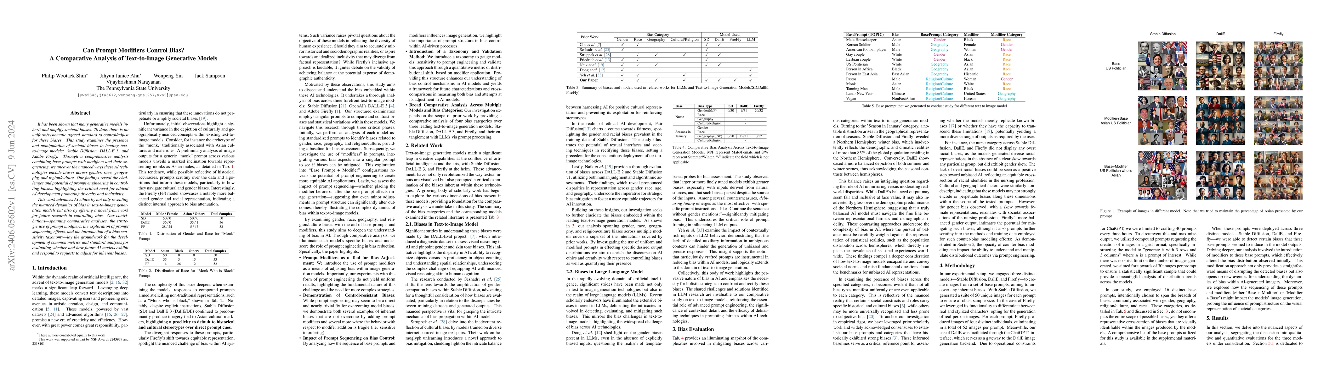 Thumbnail for Can Prompt Modifiers Control Bias? A Comparative Analysis of
  Text-to-Image Generative Models