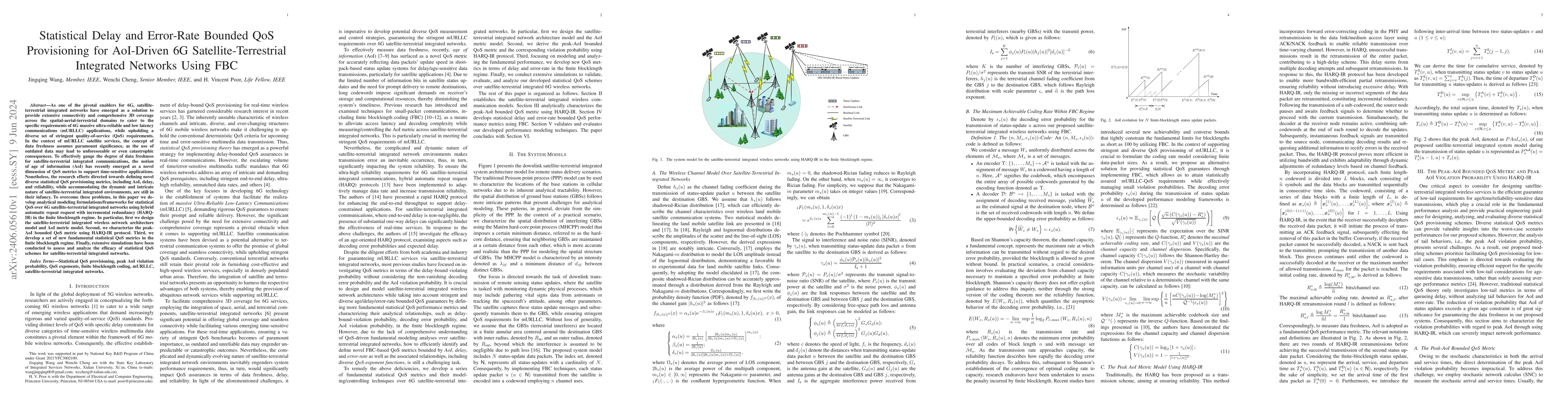 Thumbnail for Statistical Delay and Error-Rate Bounded QoS Provisioning for AoI-Driven
  6G Satellite-Terrestrial Integrated Networks Using FBC