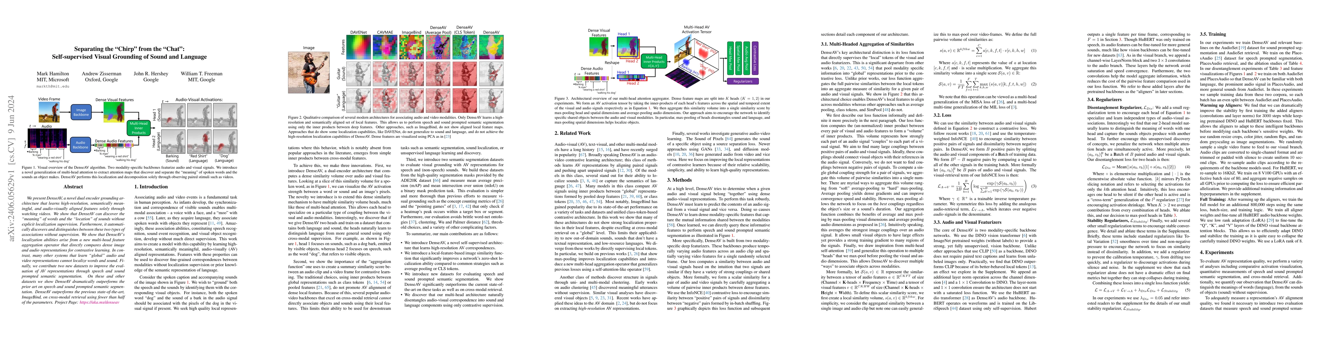 Thumbnail for Separating the "Chirp" from the "Chat": Self-supervised Visual Grounding
  of Sound and Language
