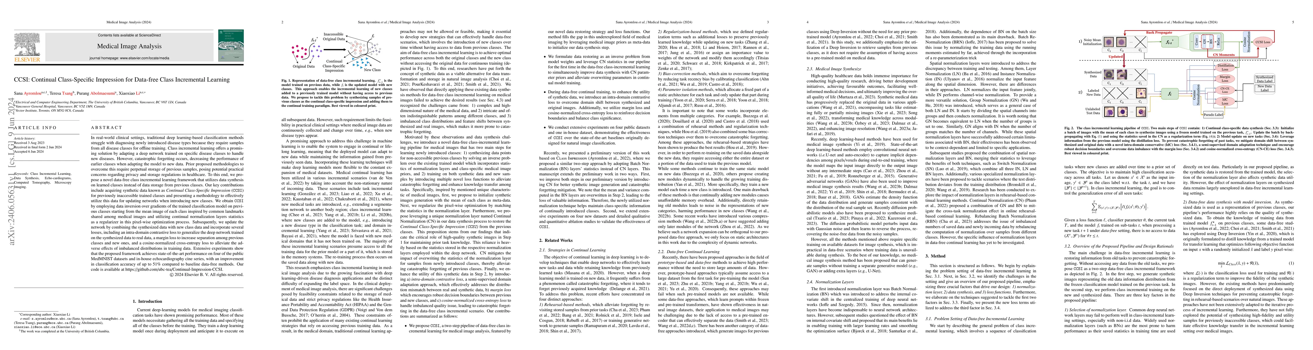 Thumbnail for CCSI: Continual Class-Specific Impression for Data-free Class
  Incremental Learning