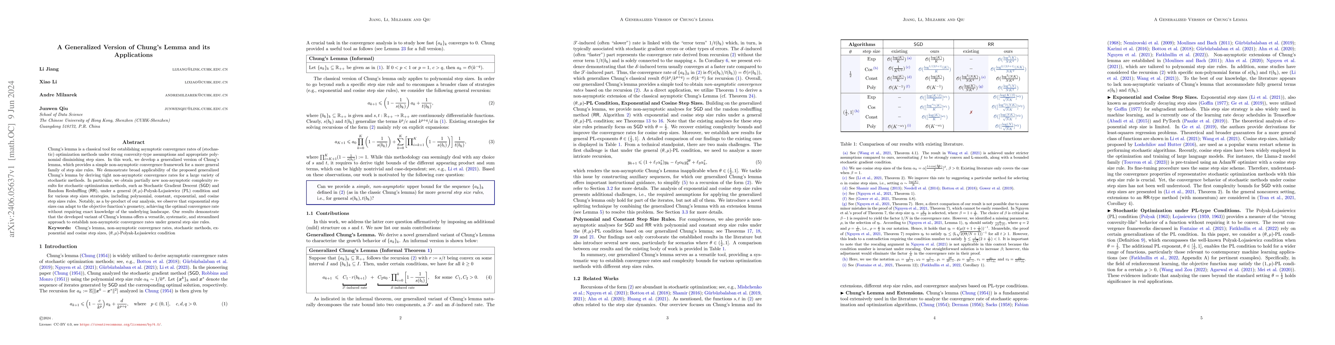 Thumbnail for A Generalized Version of Chung's Lemma and its Applications