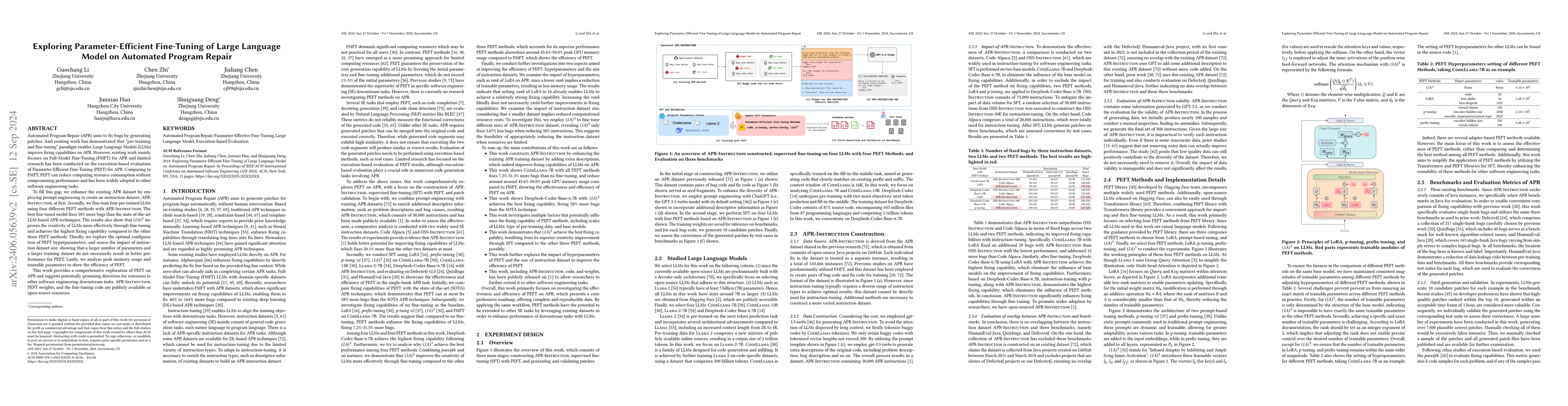 Thumbnail for A Comprehensive Evaluation of Parameter-Efficient Fine-Tuning on
  Automated Program Repair