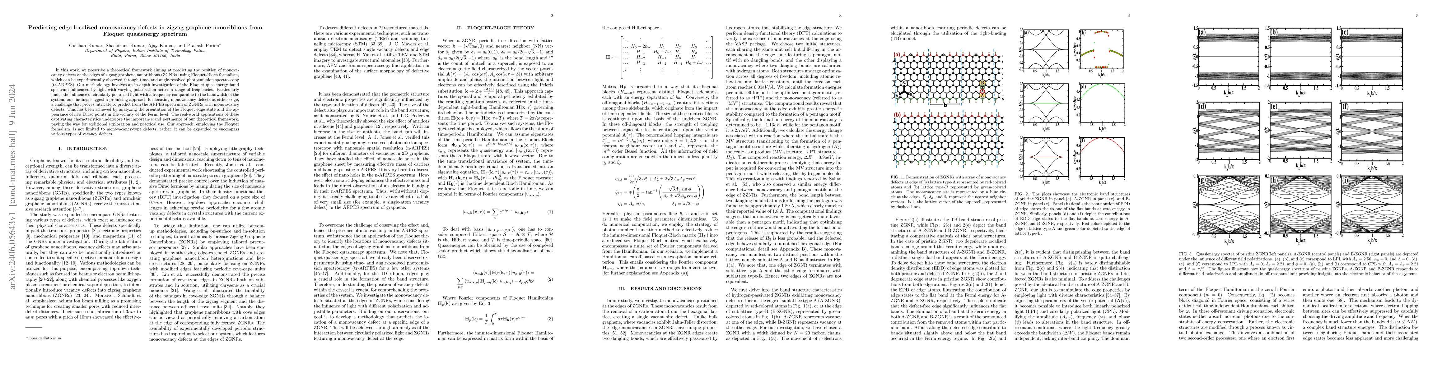 Thumbnail for Predicting edge-localized monovacancy defects in zigzag graphene
  nanoribbons from Floquet quasienergy spectrum