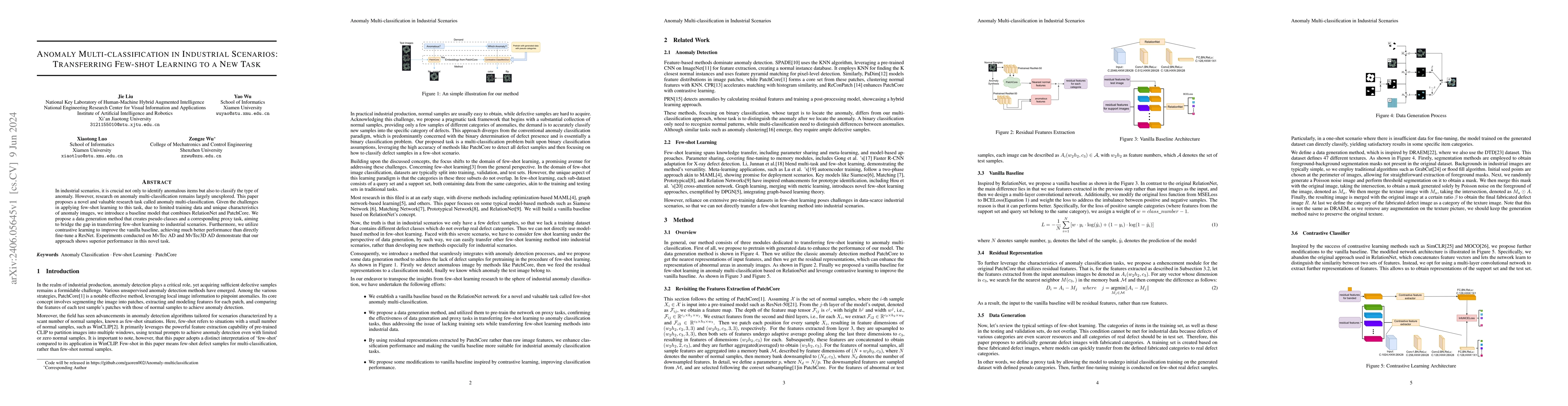 Thumbnail for Anomaly Multi-classification in Industrial Scenarios: Transferring
  Few-shot Learning to a New Task
