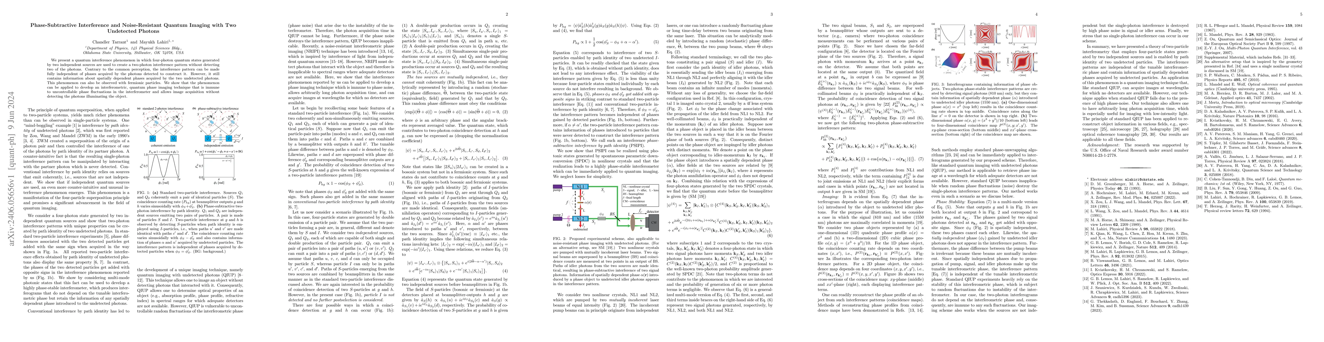 Thumbnail for Phase-Subtractive Interference and Noise-Resistant Quantum Imaging with
  Two Undetected Photons