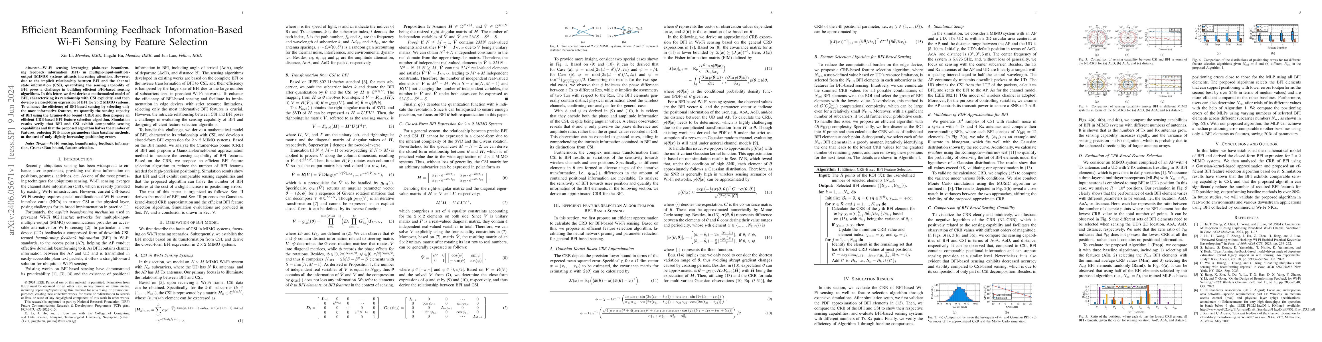 Thumbnail for Efficient Beamforming Feedback Information-Based Wi-Fi Sensing by
  Feature Selection
