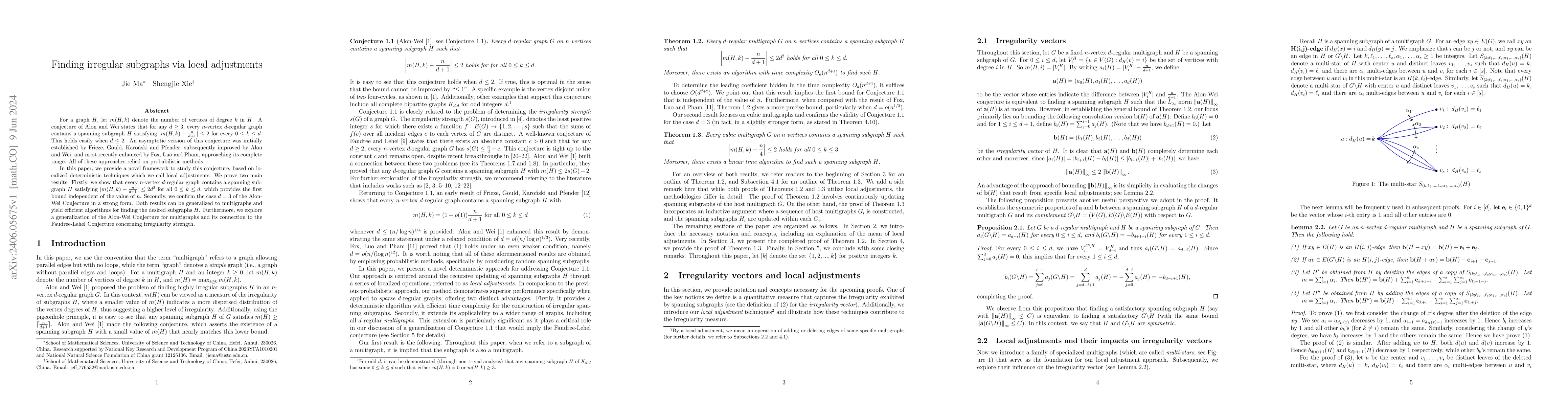 Thumbnail for Finding irregular subgraphs via local adjustments