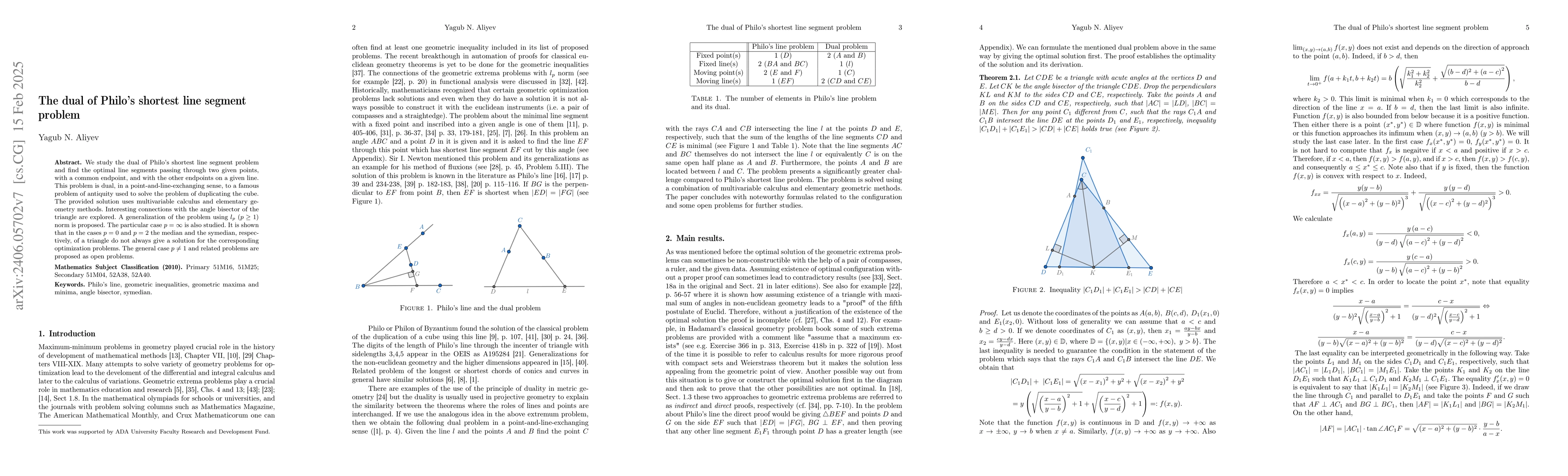 Thumbnail for The dual of Philo's shortest line segment problem